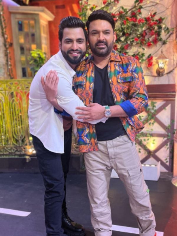 Harsh Gujral (left) with Kapil Sharma on the sets of The Kapil Sharma Show on Sony TV