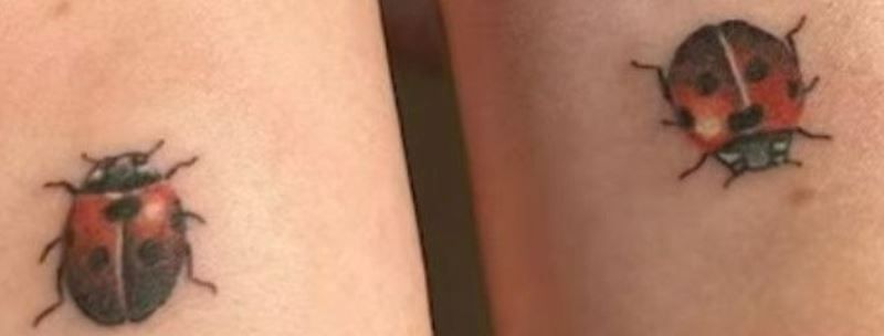 Jess Jonassen tattooed a ladybug on her right wrist