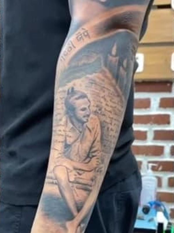 Karan Aujla's tattoo of India freedom fighter Bhagat Singh