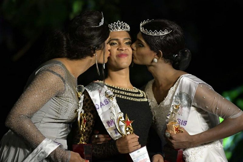 Nadira Mehrin (centre) wins the title of Miss Trivandrum