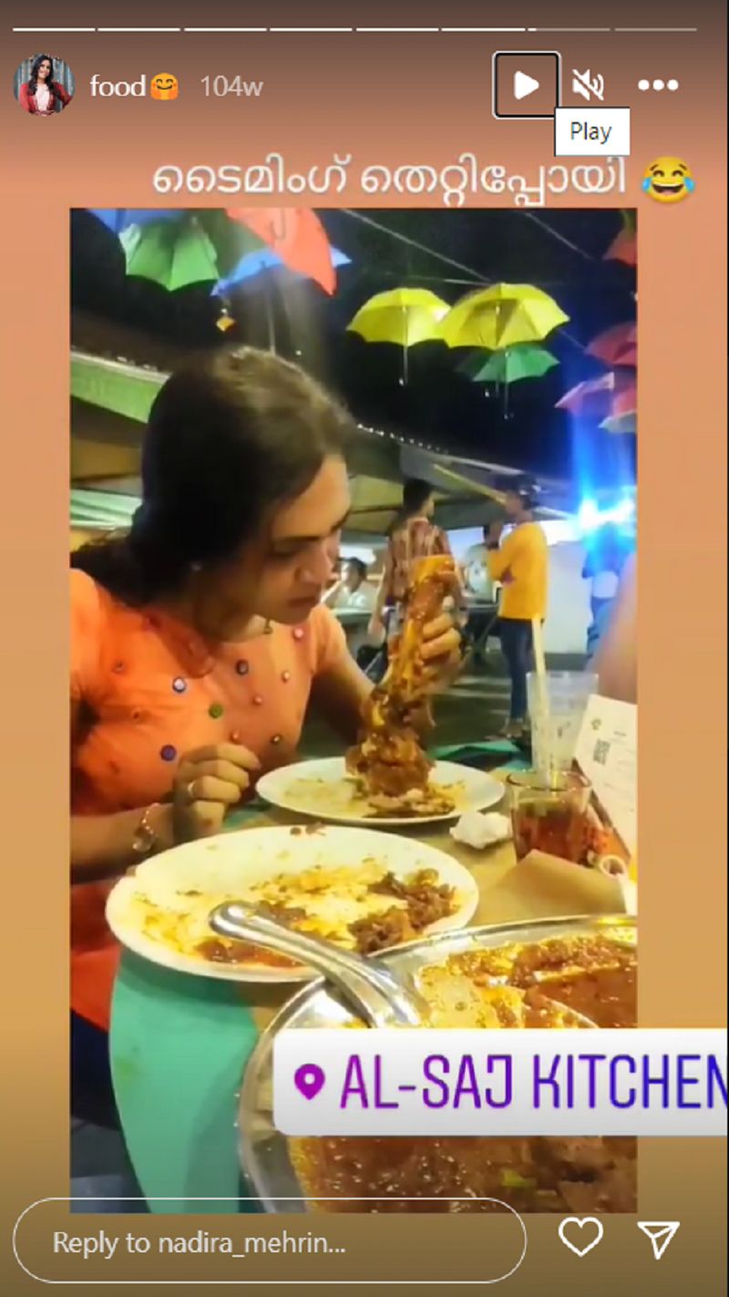 Nadira Mehrin eating chicken