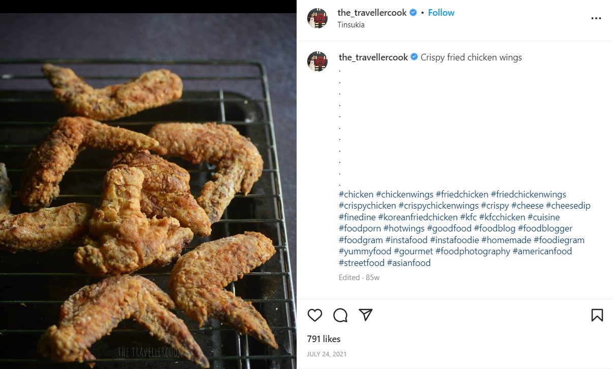 Nayanjyoti Saikia's Instagram post cooking chicken