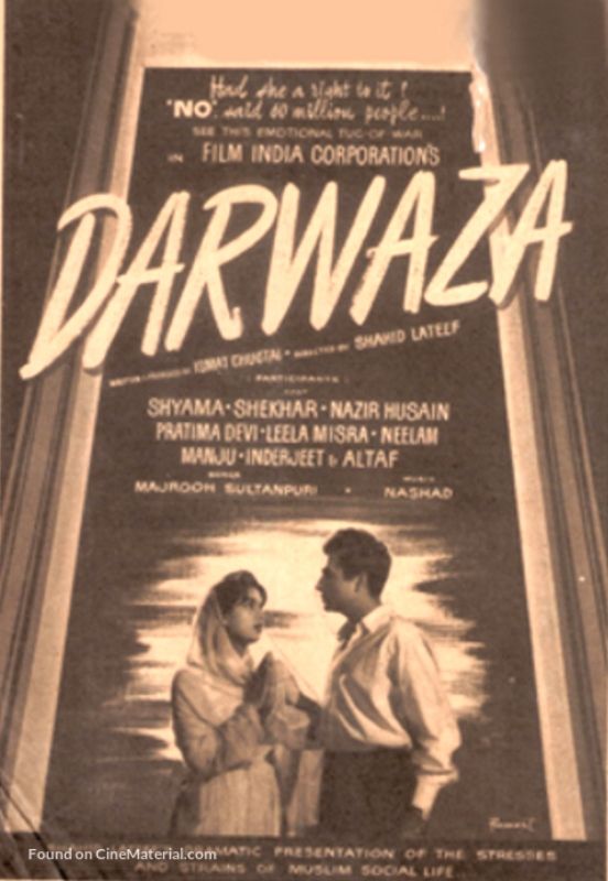 Poster of the 1954 Hindi film 'Darwaaza'
