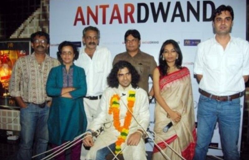 Raj Singh Chaudhary (extreme right) promoting his film Antardwand