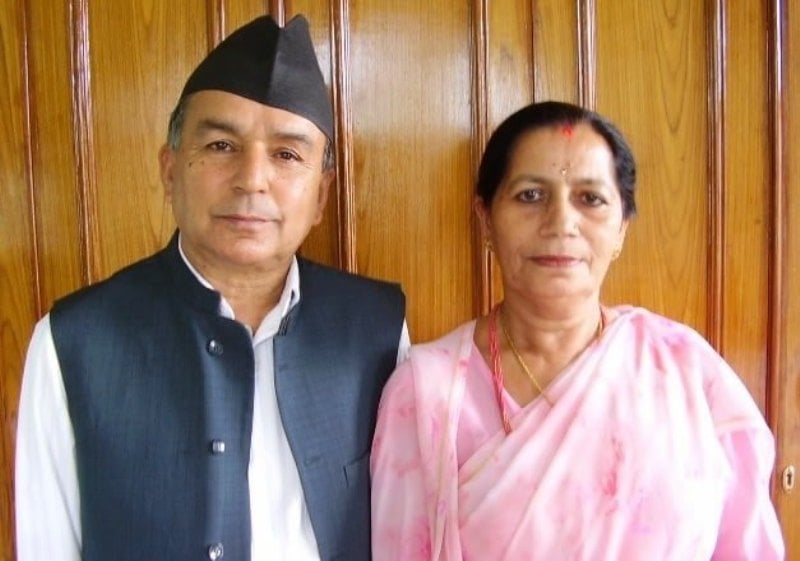 Ram Chandra Poudel with his wife, Savita Poudel