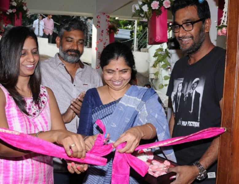 Rama Rajamouli while inaugurating the boutique Fuchsia Pink Fabrics Attire in Hyderabad, owned by fashion designer Sadhya Rao