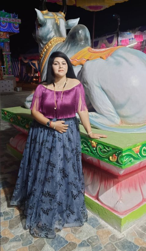 Ruchismita Guru at a temple