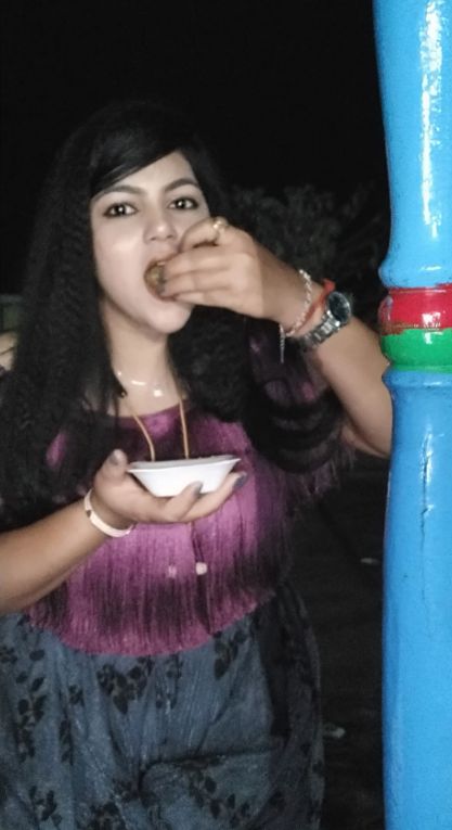 Ruchismita Guru eating her favorite street food