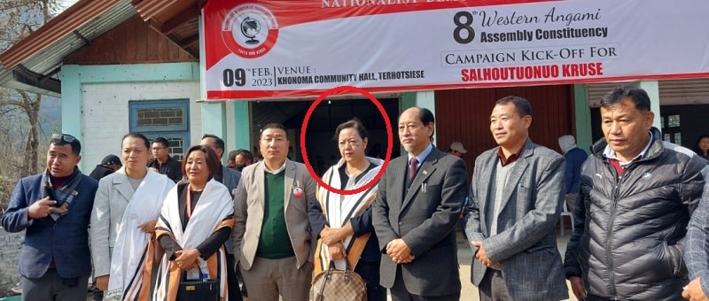 Salhoutuonuo Kruse with Chief Minister of Nagaland Neiphiu Rio during her election campaigning