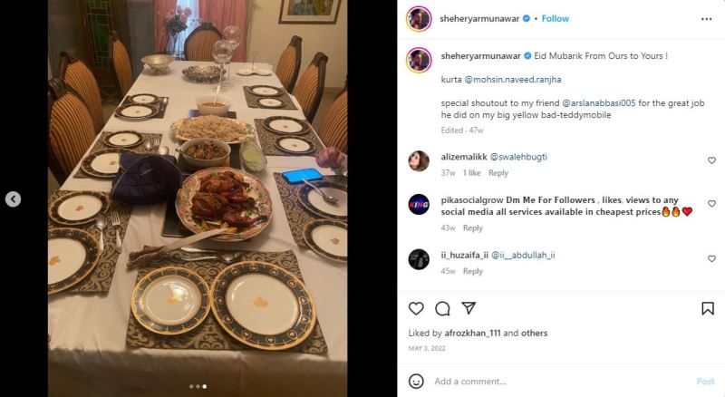 Sheheryar Munawar's Instagram post about his non-vegetarian meal