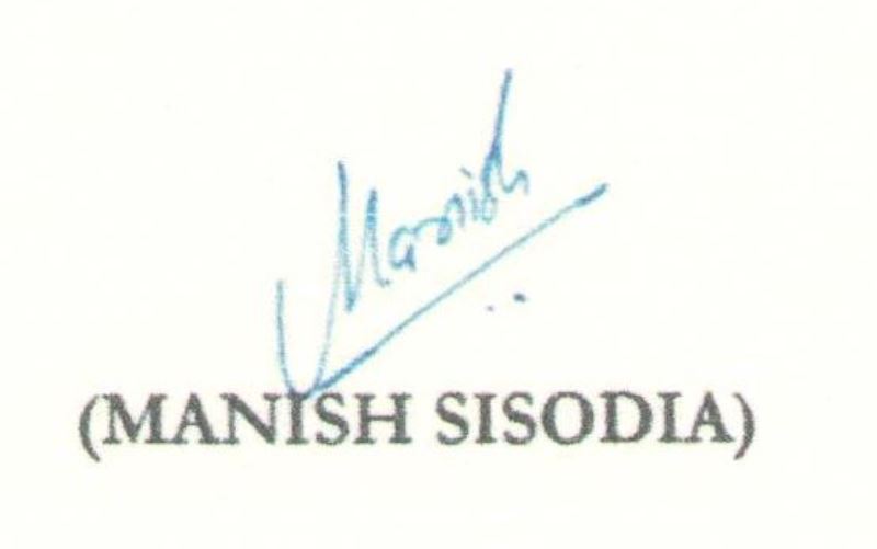 Signature of Manish Sisodia