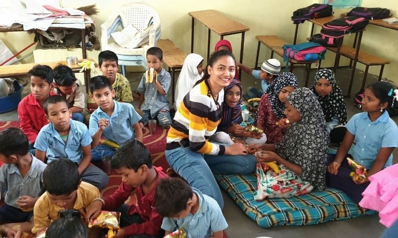 Spandana Palli volunteering in Hyderabad