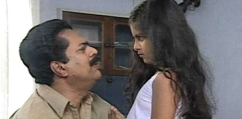 Sruthi Lakshmi in a still from the 2000 Malayalam TV series 'Nizhalukal'
