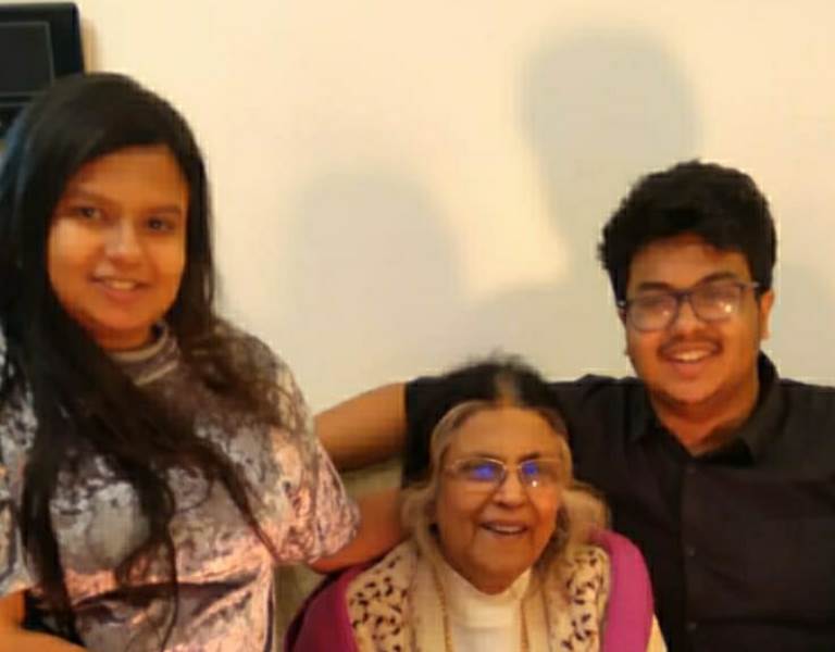 Suman Kalyanpur with her grandchildren