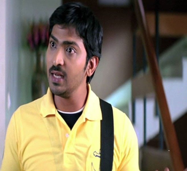 Vaibhav Reddy as Balu in a still from the Telugu language film Godava (2007)