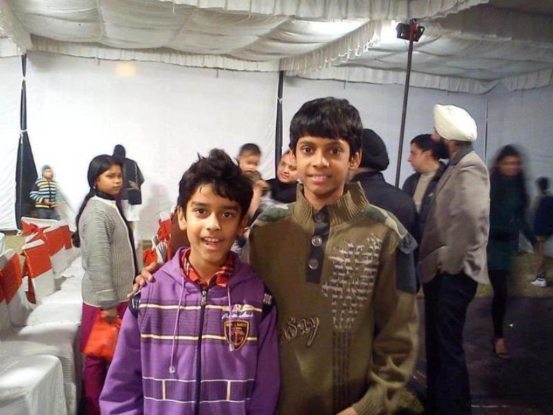 A picture of Vyom Yadav (right) with one of his friends during childhood