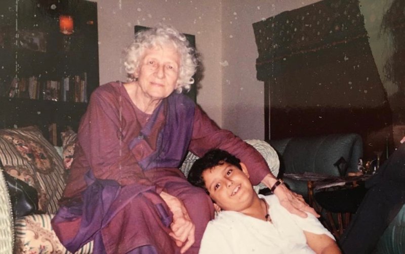 An old picture of Zeba Bakhtiar's mother and Zeba's son