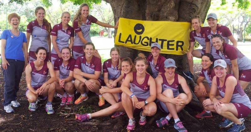 Grace Harris with her Queensland Women teammates