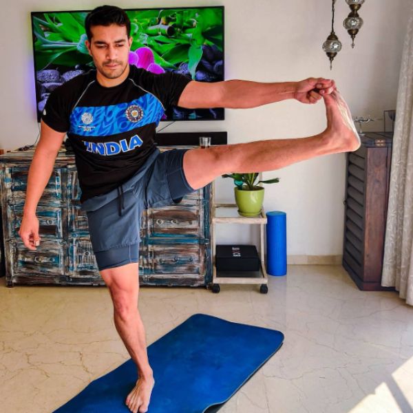 Harman Singha while practising yoga