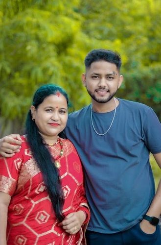 Hemant Raj with his mother