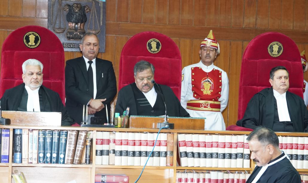Justice Tarlok Singh Chauhan with a panel of judges at the Himachal Pradesh High Court