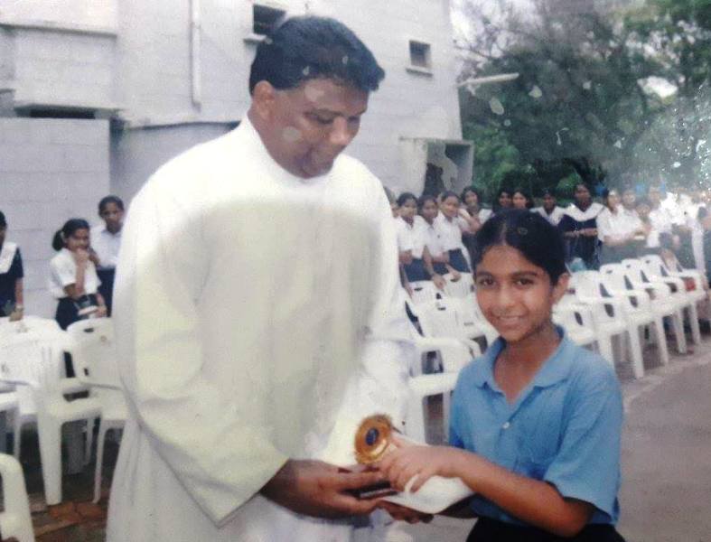 Saumya Pandey receiving the Youngest Basketball Player Award at St. Mary’s Convent Inter College Allahabad