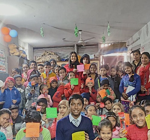 Shreya Poonja with Saksham Foundation kids