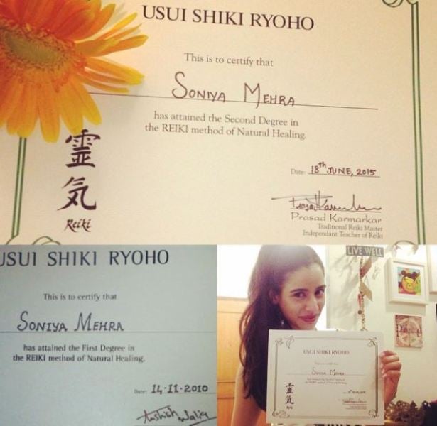 Soniya Mehra's certificates of Reiki Healing