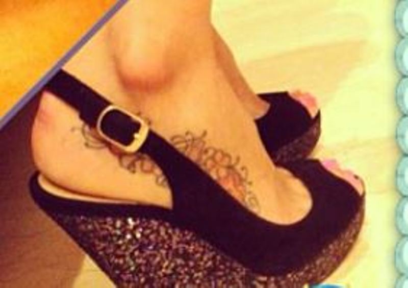 Soniya Mehra's tattoo on foot