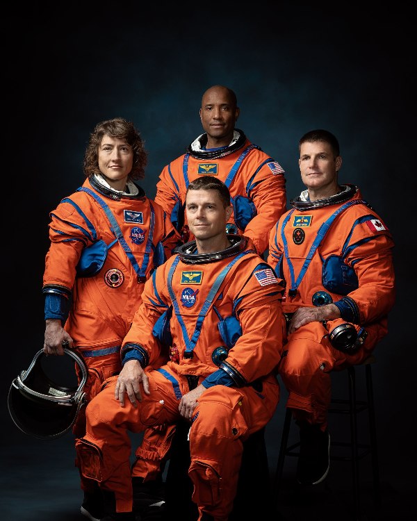 The crew of Artemis II posing for a photograph