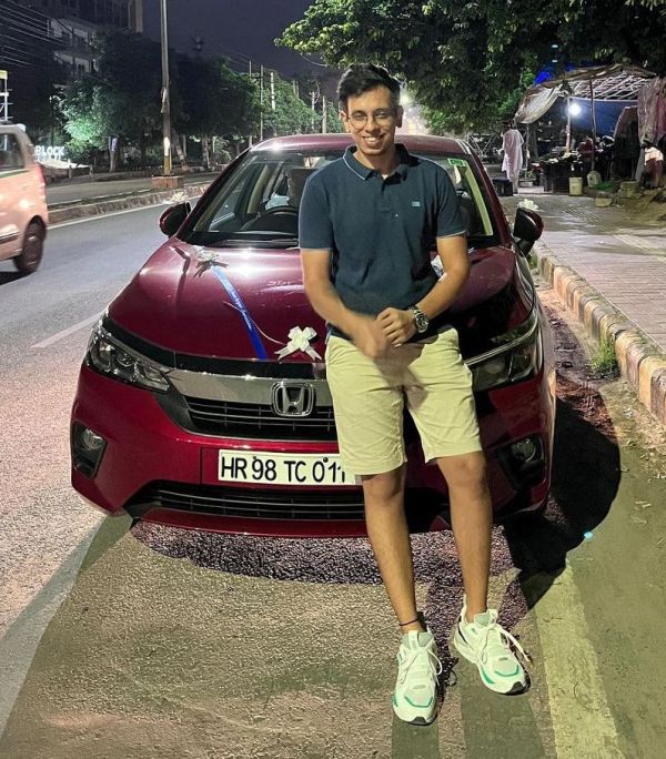 Yash Rathi with his Honda City car