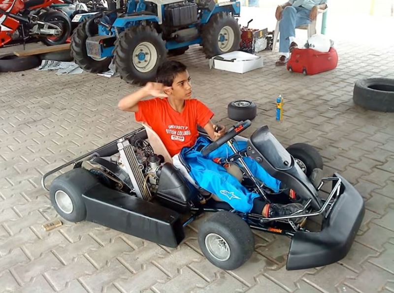 A childhood image of Jehan Daruvala while karting