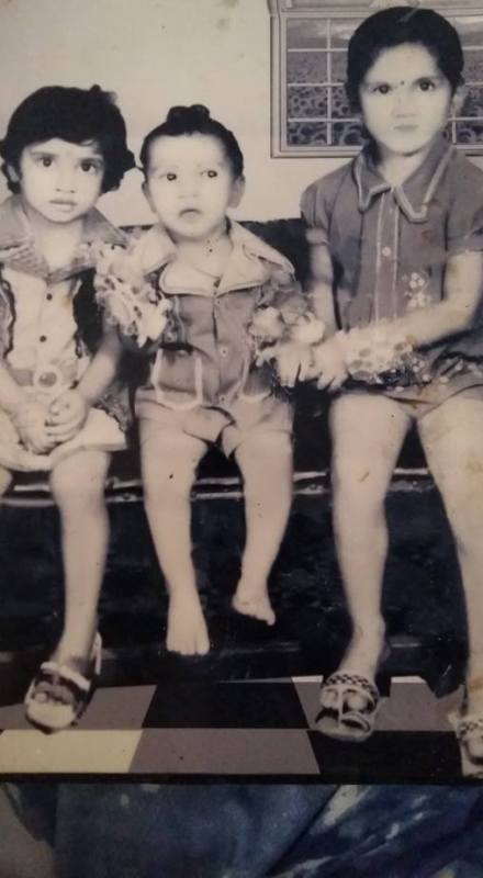 A childhood photo of Jugnu Walia (in the middle) with his sisters