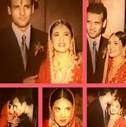 A collage of Rohit Roy's wedding picture