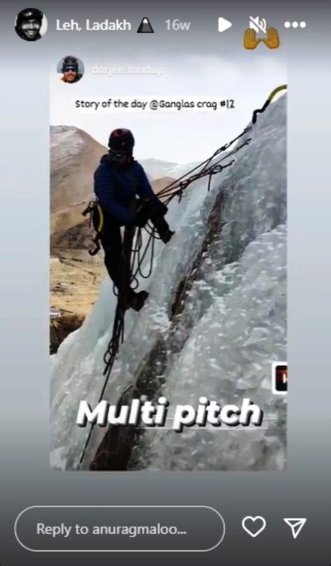 A photo of Anurag Maloo taken while he was undergoing mountain climbing training at Leh Ladakh