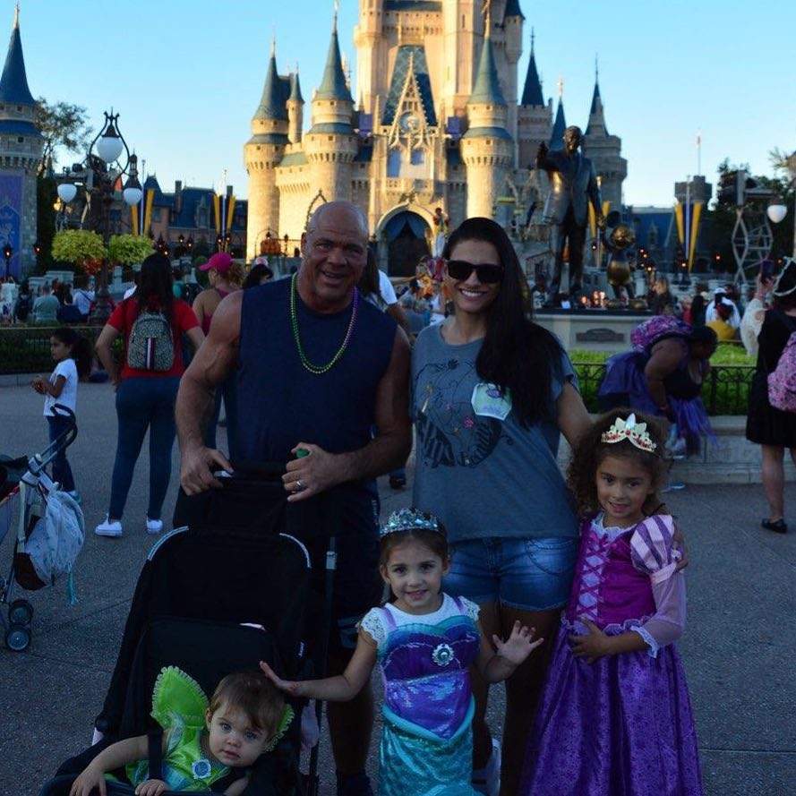 A photo of Giovanna Yannotti Angle with her husband Kurt Angle and kids