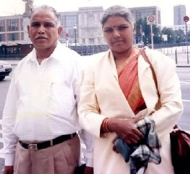 A photograph of B. Y. Vijayendra's parents