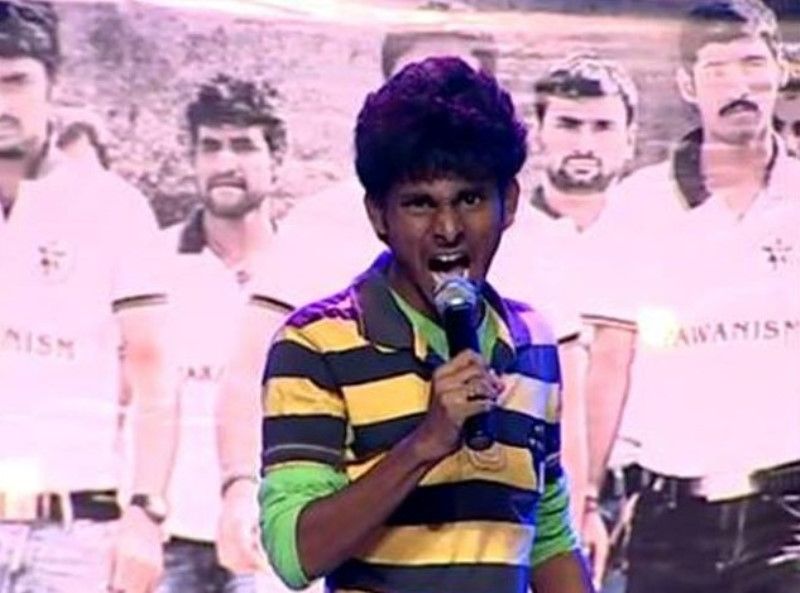 A photograph of of Sadda M Hussain during an audio launch function