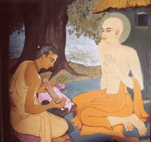 A picture of Chaitanya Mahaprabhu and Swami Isvara Puri