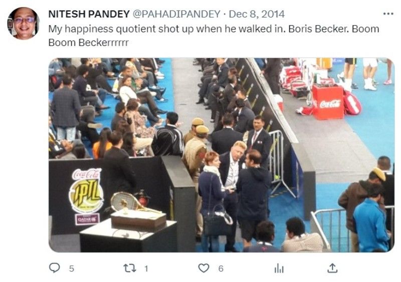 A tweet done by Nitesh Pandey when was watching a tennis match