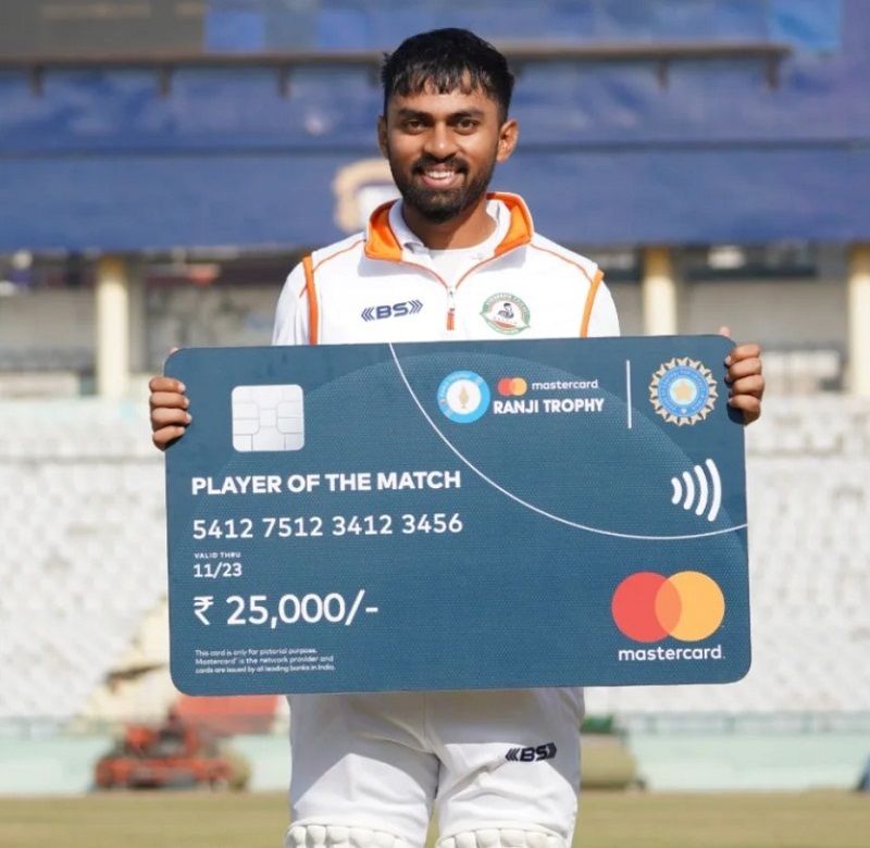 Atharva Taide named the Player of the Match in Ranji Trophy