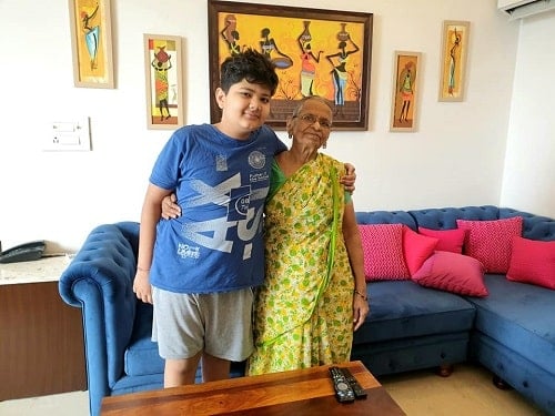 Atul Agrawal's mother and son