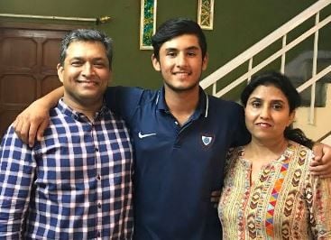 Nehal Wadhera with his father, Kamal Wadhera, and mother, Gurpreet Wadhera