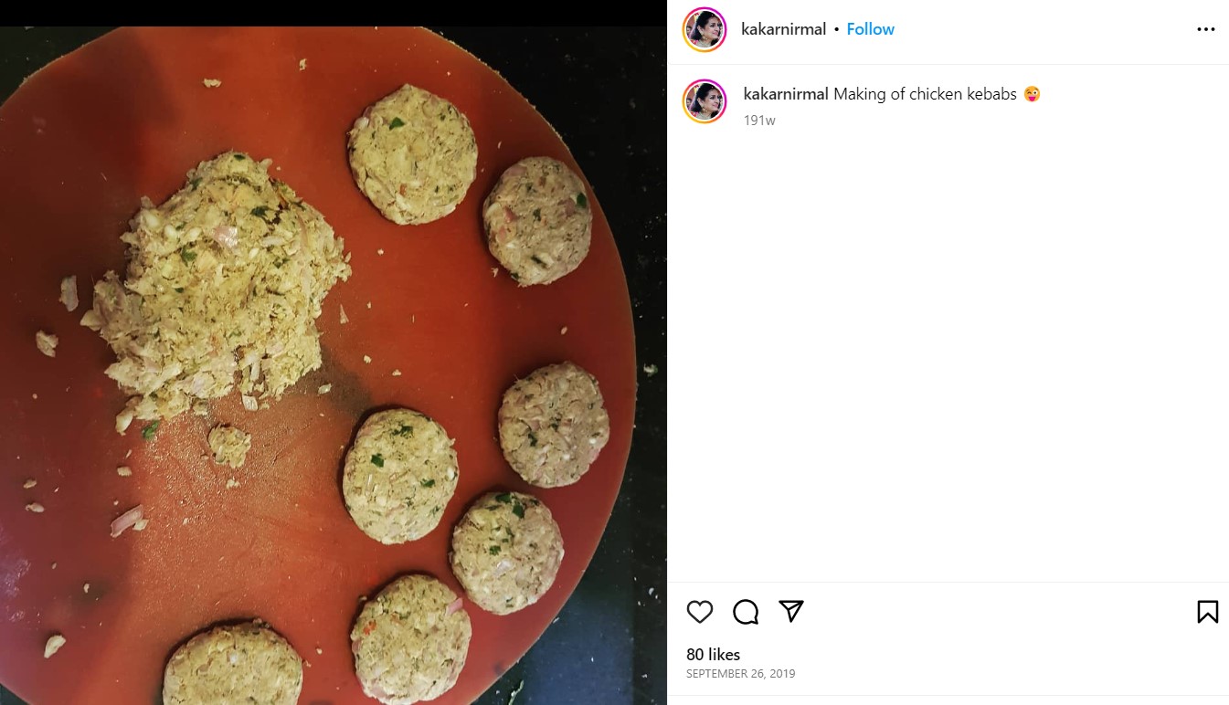 Nirmal Kakar's Instagram post about cooking