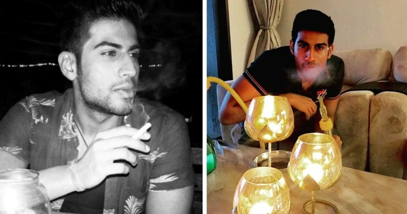 Pictures of Aman Maheshwari while smoking a cigarette and hookah