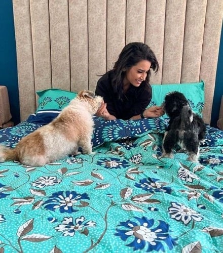 Priya Ahuja with her pet dogs
