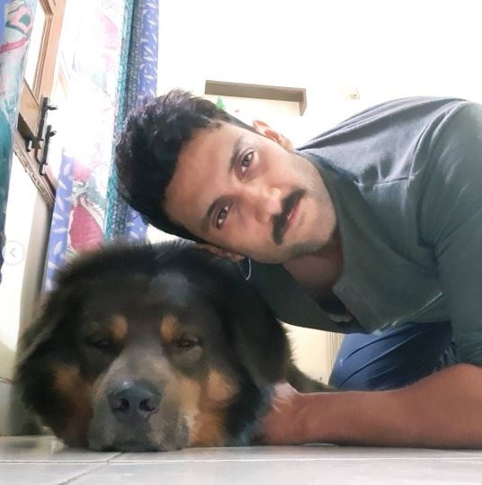 Ram Yashvardhan with his pet dog