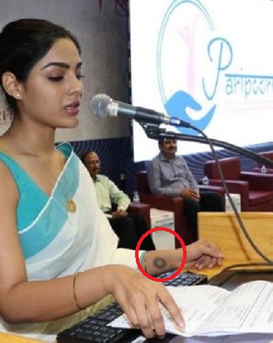 Samyuktha Menon's tattoo on left forearm