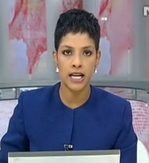 Sarah Jacob during a news bulletin at NDTV