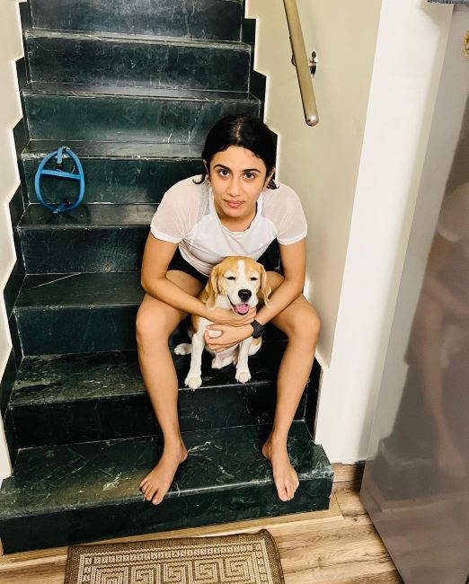 Shweta with her pet Humpty